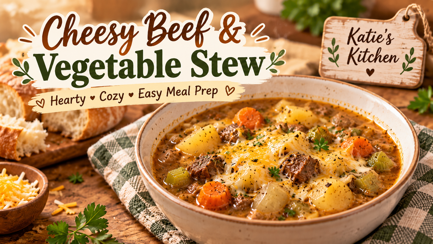 Katie's Kitchen Cheesy Beef and Vegetable Stew blog feature