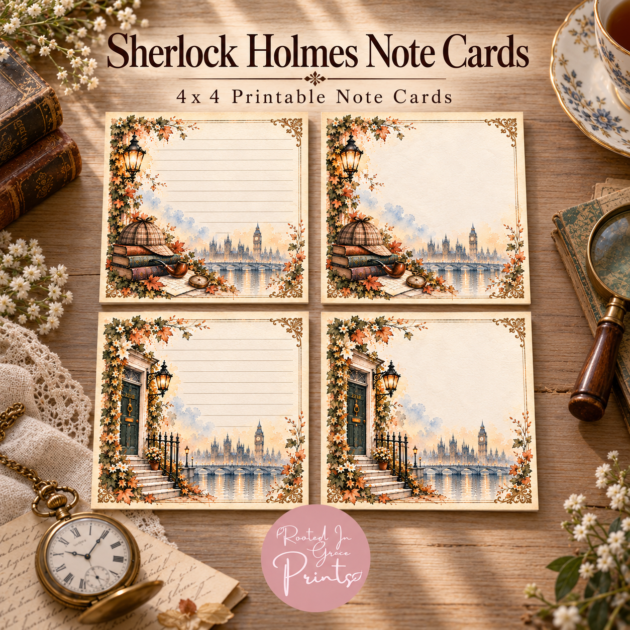 Original Sherlock Holmes Printable Note Cards product listing photo