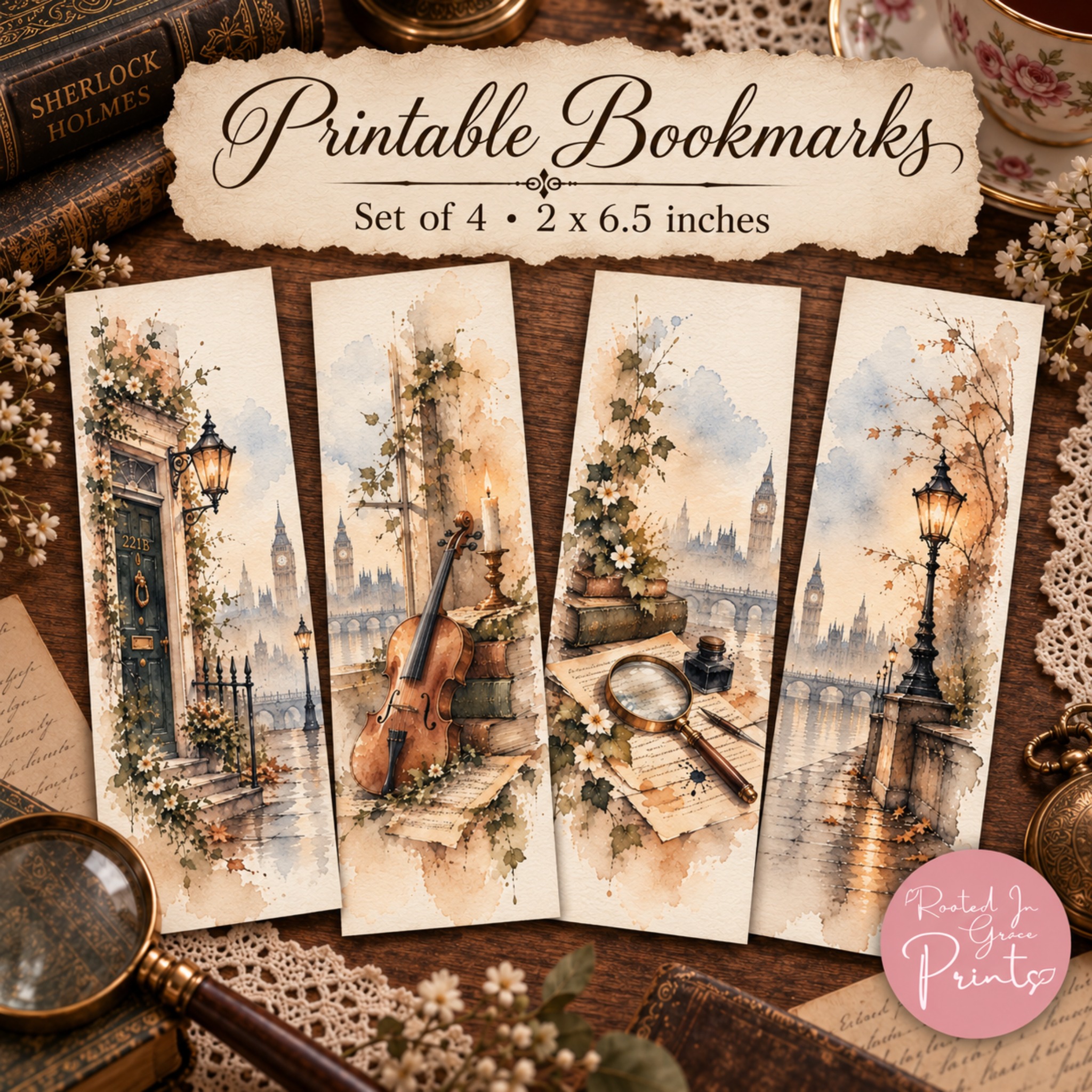 Original Sherlock Holmes Printable Bookmarks product listing photo