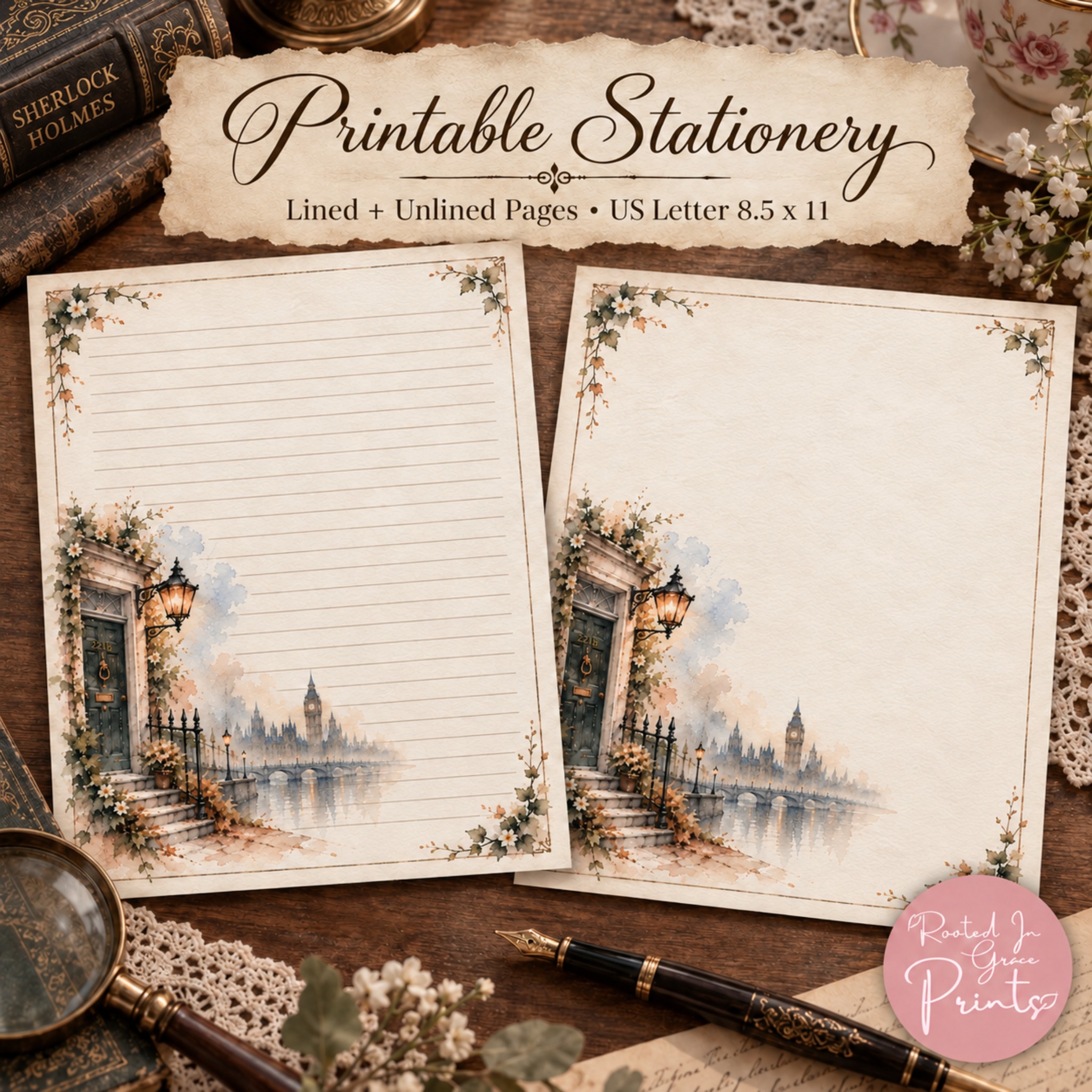 Original Sherlock Holmes Victorian stationery listing photograph